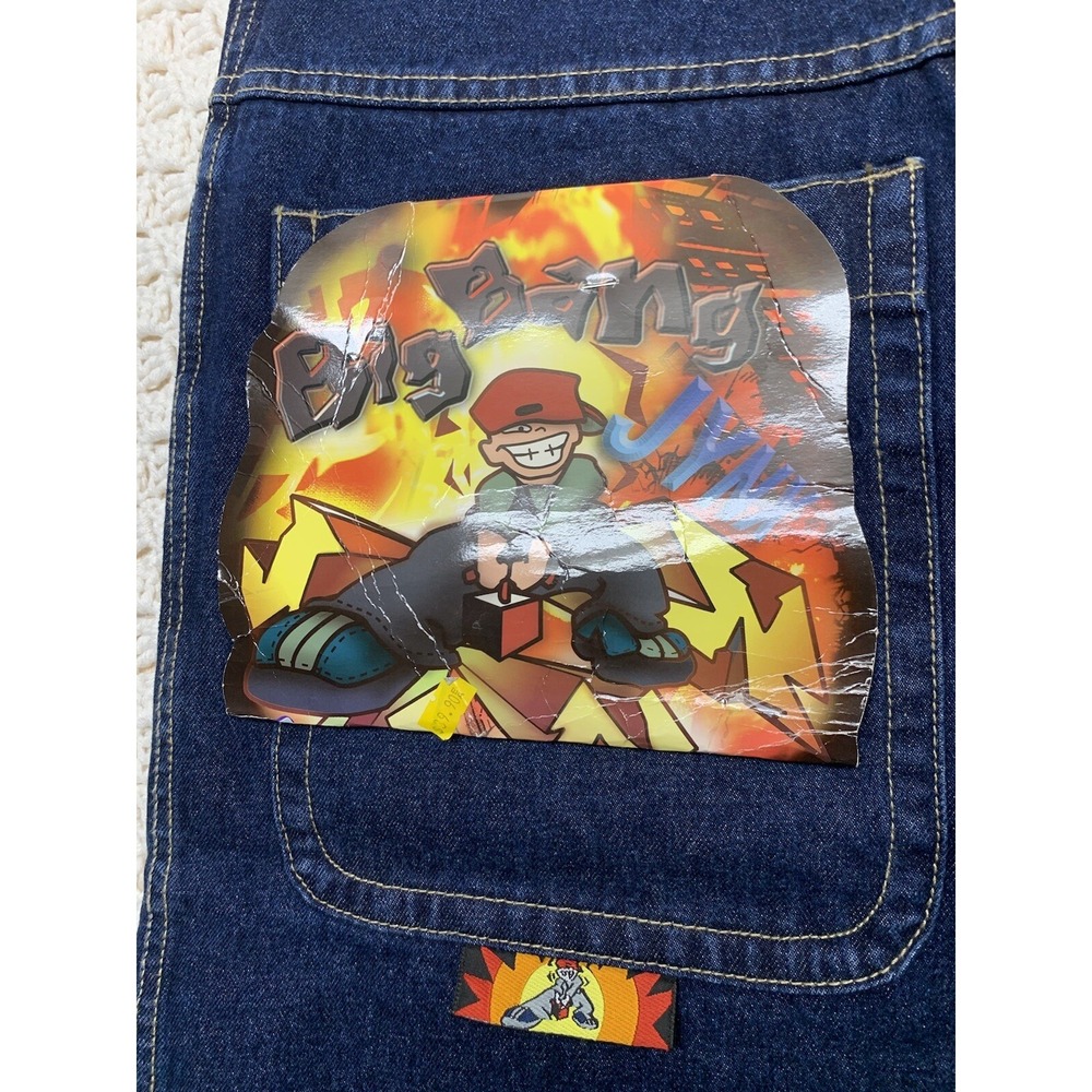 Vtg 90s Jynx Jeans Men Tag 36 Approx 34x30 Wide Baggy Skater Blue Denim Made USA - Picture 7 of 13
